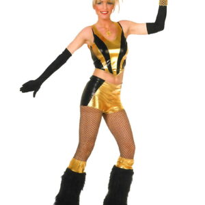 80er Jahre Pop Diva Kostüm Sexy Pop Star Outfit in Gold XS / 34