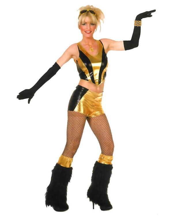 80er Jahre Pop Diva Kostüm Sexy Pop Star Outfit in Gold XS / 34