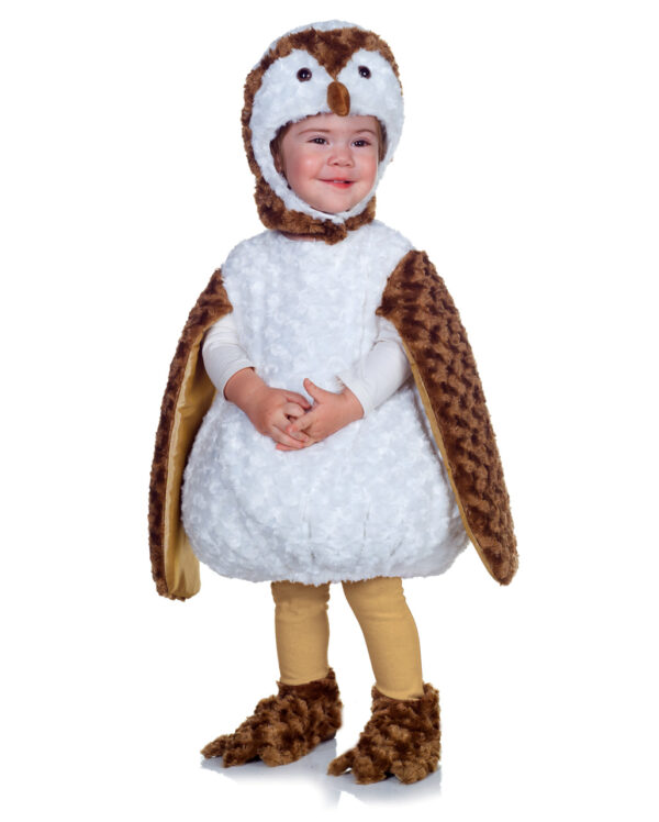 Kleine Plüsch Schleiereule Babykostüm für Fasching L