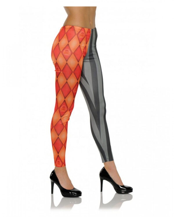 Kostüm Leggings Harlekin rot-schwarz Halloween Hose S/M