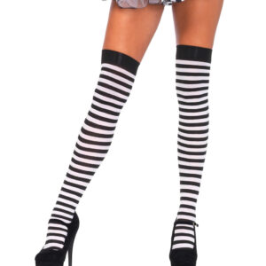 Overknees Schwarz - Weiß für Fasching kaufen!