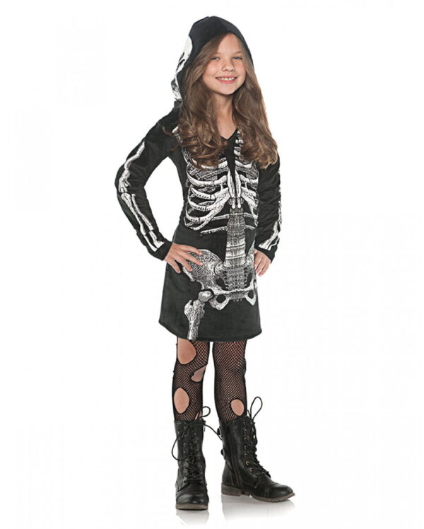 Skelett Minikleid für Mädchen für Halloween & Fasching L