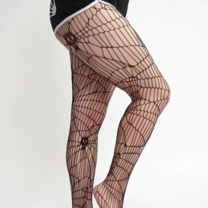 Sourpuss Clothing - Skull Spiderweb Net Black - Strumpfhosen