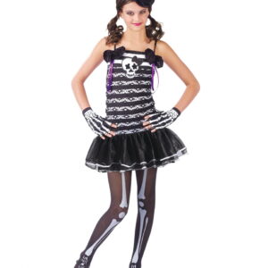 Süßes Skeleton Girl Kinderkostüm für Halloween L