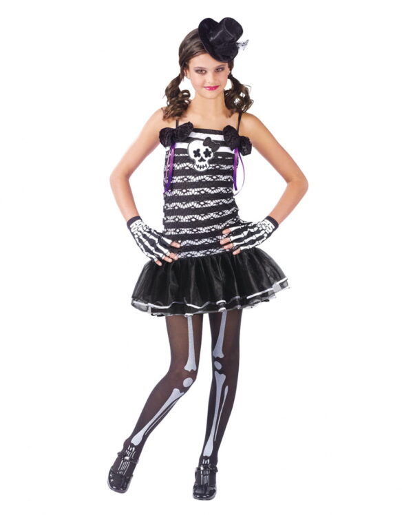 Süßes Skeleton Girl Kinderkostüm für Halloween L