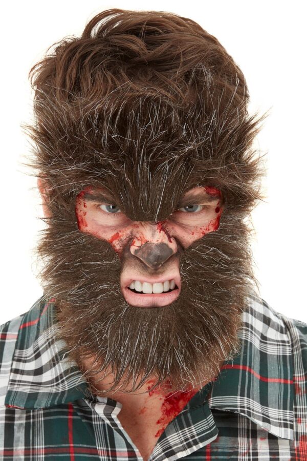 Haarige Werwolf FX Halbmaske als Halloween Maske