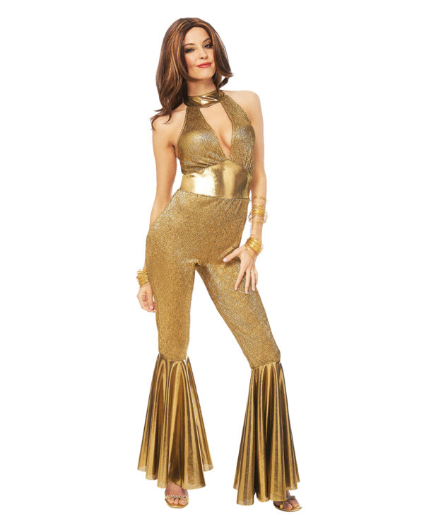 70s Disco Diva Kostüm gold für 70er Jahre Party L