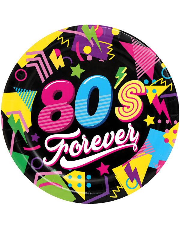 80's Forever Pappteller 6 St. für Mottopartys