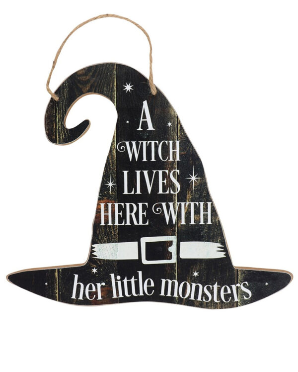 A Witch Lives Here Hexenhut Schild 35cm ✪