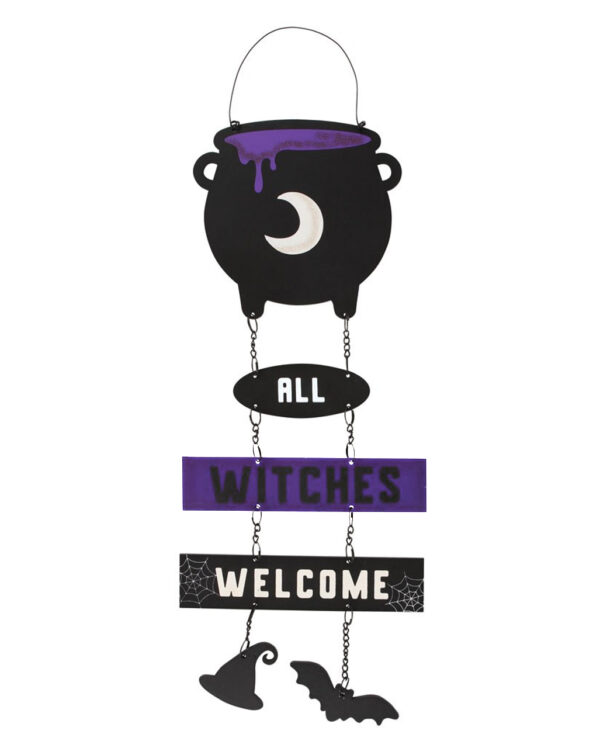 All Witches Welcome Hexenkessel Hängeschild 30cm ★