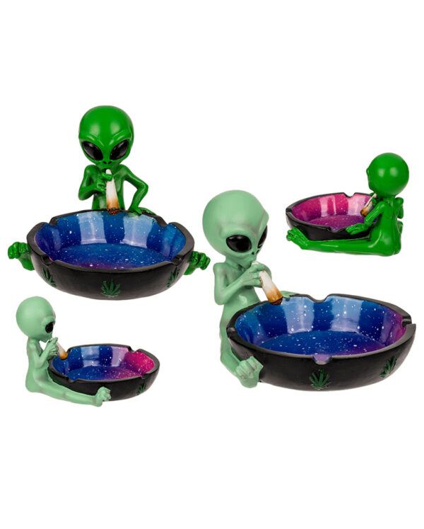 Aschenbecher Alien mit Joint, 1 Stück aus Polyresin