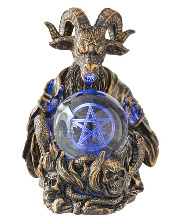 Baphomet mit Pentagramm LED Kugel 16cm ★