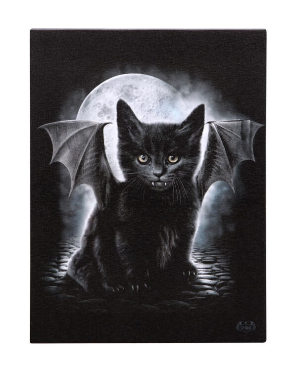 Bat Cat Leinwand Bild 19 x 25 cm  Bild