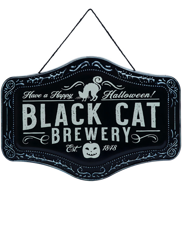 Black Cat Brewery Zinn Dekoschild 37cm für Halloween