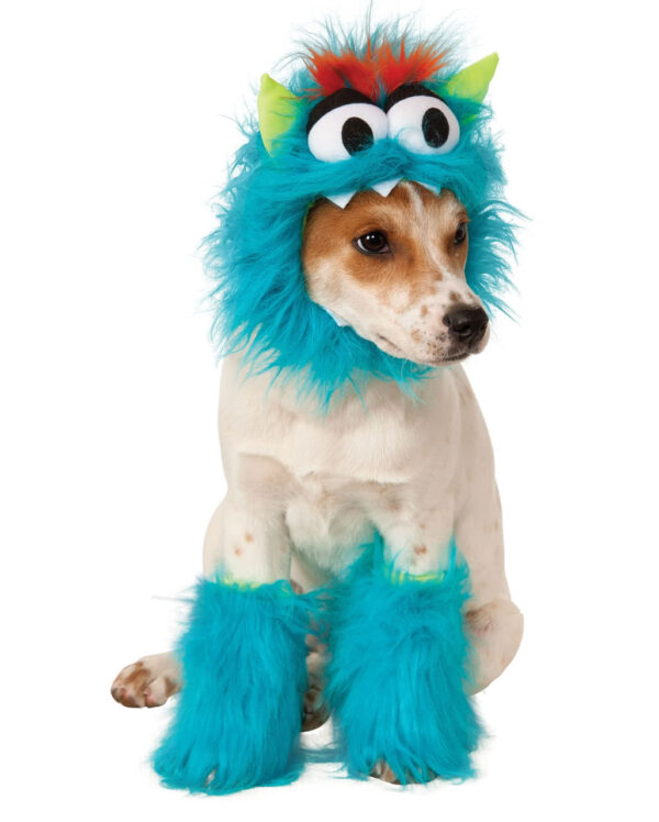 Plüsch Monster Hundekostüm blau für Halloween L