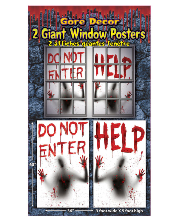 Blutige Fenster Poster 2 St.  Halloweendeko