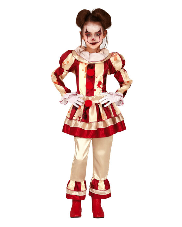 Blutiges Clownsmädchen Kinder Kostüm ➔ Halloween 10-12 Jahre