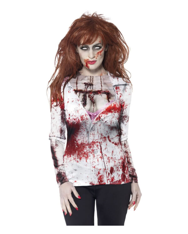 Blutiges Zombie Girl Longshirt für Halloween M