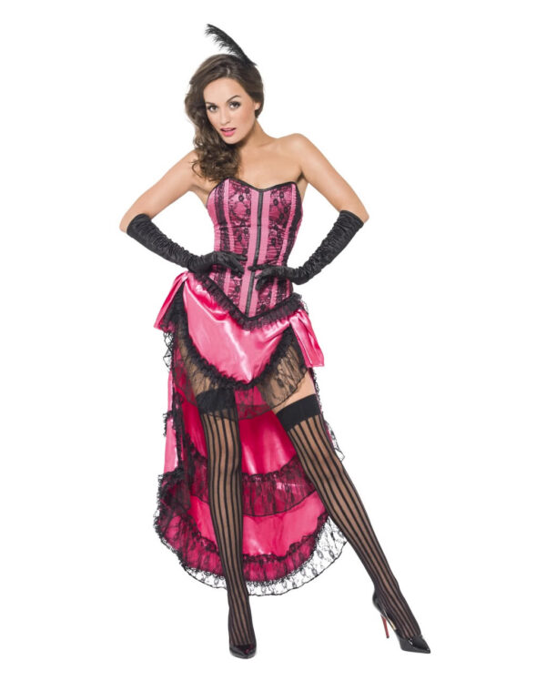 Burlesque Can-Can Kostüm pink für Karneval L