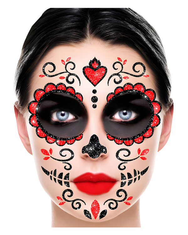 Catrina Glitter Gesichts-Aufkleber für den Day of the Dead