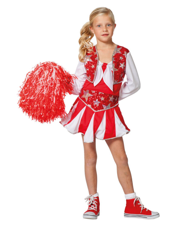 Cheerleader Kinderkostüm rot für Fasching & Garde 128