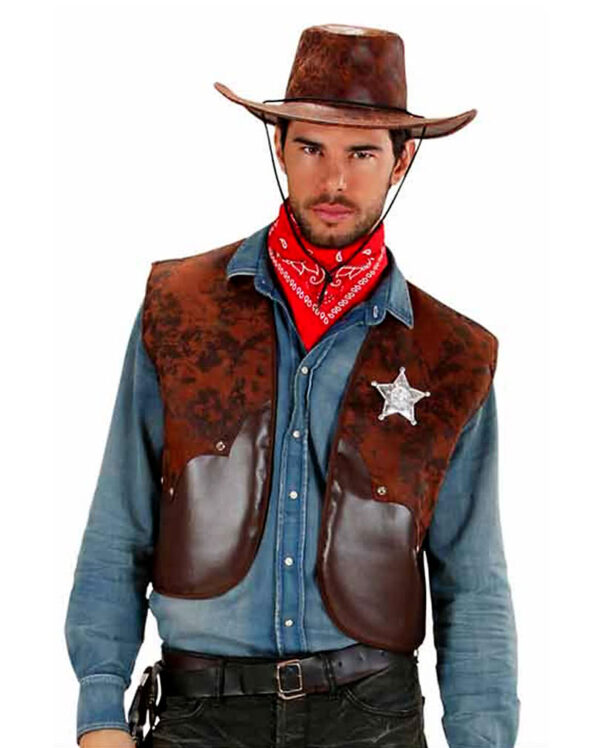 Cowboy Weste braun für Fasching & Karneval L/XL