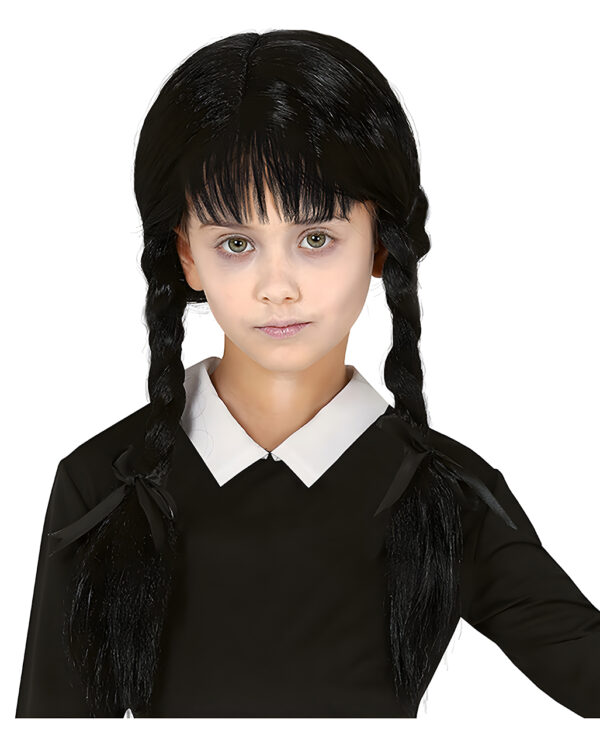 Dark Girl Kinder Perücke mit Pony für Halloween ★