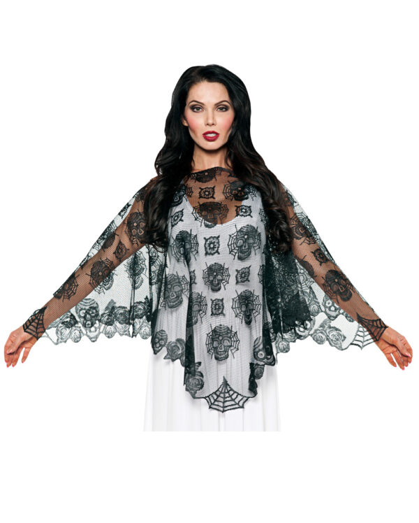 Day of the Dead Spitzen Poncho Halloween Cape