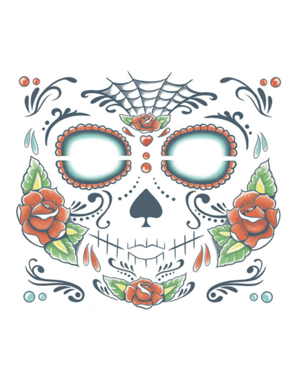 Day of the Dead Skull Face Tattoo Sugar Skull Tattoo