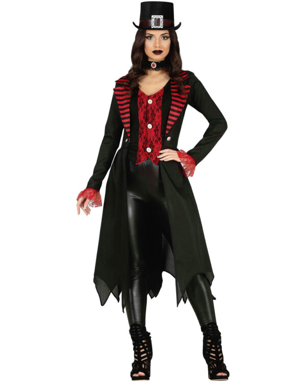 Edles Gothic Vampiress Damen Kostüm für Halloween L