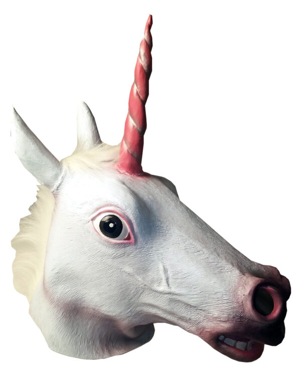 Einhorn Latex Maske mit Mähne für Kostüme