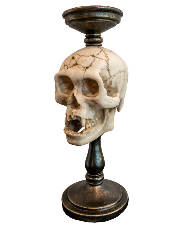 Eleganter Totenkopf Kerzenständer 34cm  Gothic Deko