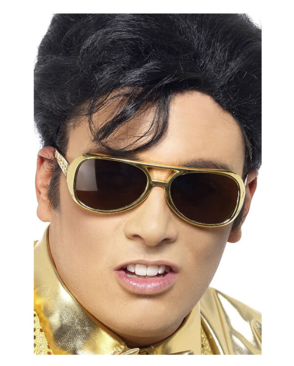 Elvis Sonnenbrille gold Kostümzubehör