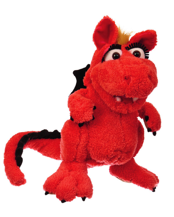 Feuerdrache Elsa Handpuppe  Bauchrednerpuppe