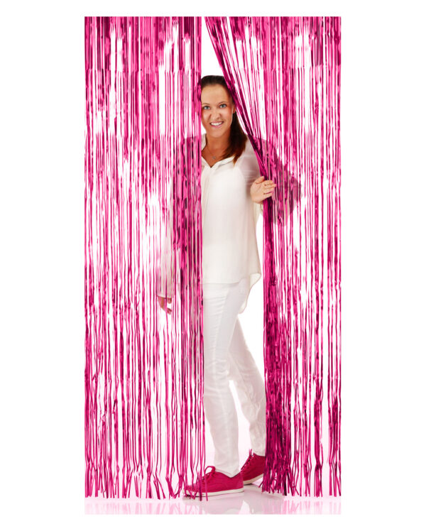 Fransen-Türvorhang Folie pink 1x2m  Partydeko