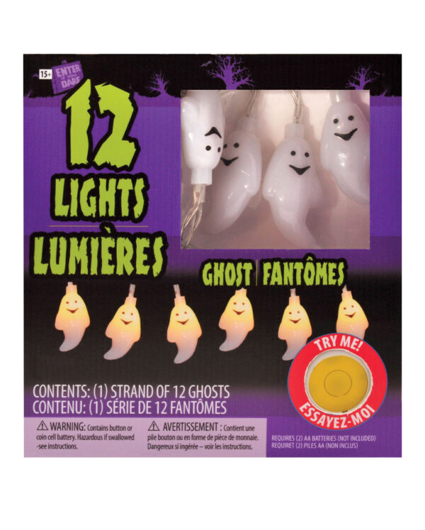 Spooky Geister Lichterkette mit 12 LEDs ★