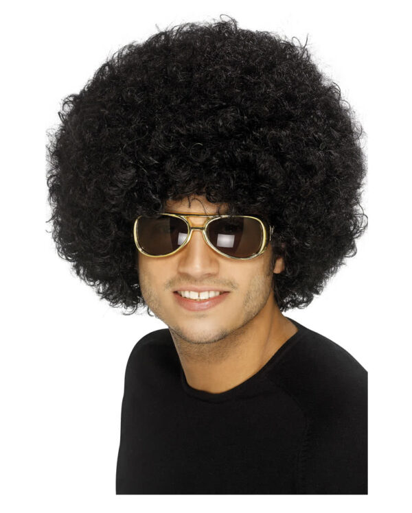 Funky Afro Perücke schwarz für Halloween & Fasching