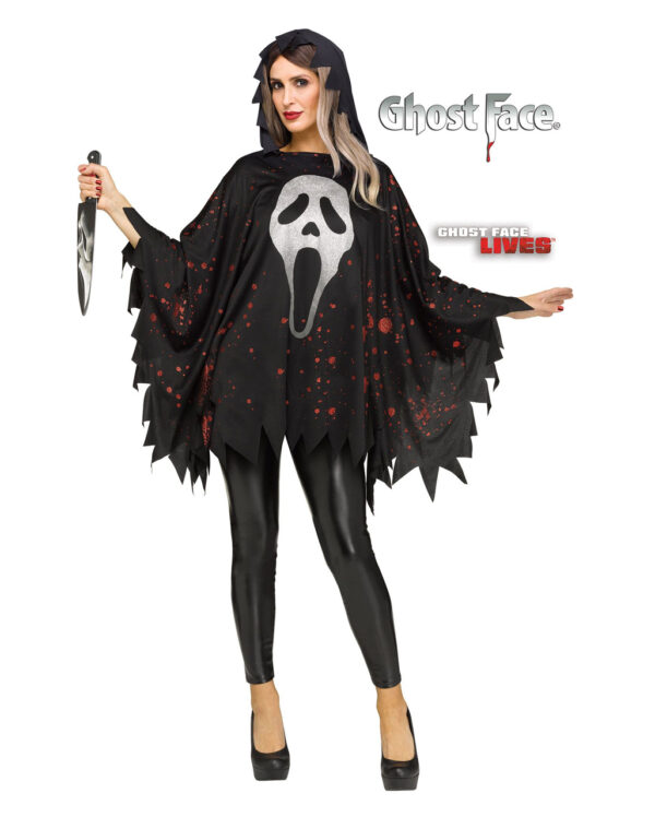 Ghost Face Glitzer Poncho für Erwachsene