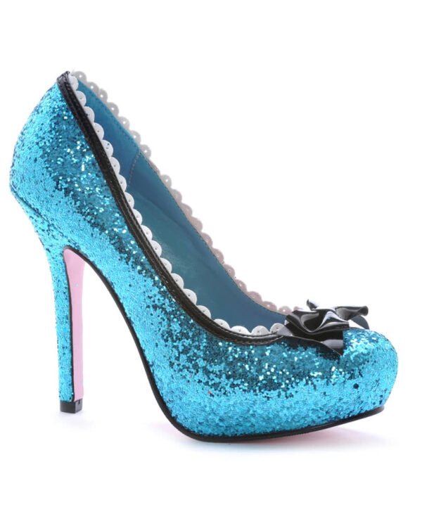 Glitter Pumps mit Schleife Blau  Sensationelle Kostümschuhe kaufen! 40