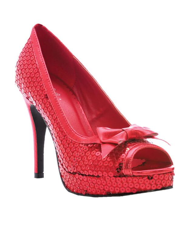 Glitter Pumps mit Schleife rot   Imposanter Damenschuh 40