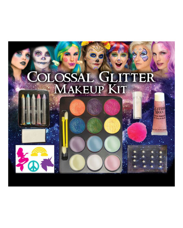 Glitzer Make-up Kit 28-tlg. für Karneval