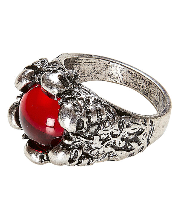 Gothic Ring mit Stein und Totenschädel Kostümschmuck