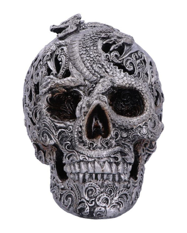 Gravierter Drakos Totenkopf mit Drachenmotiv 19,5cm ✮