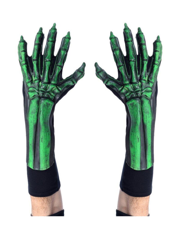 Grüne Skelett Handschuhe UV Aktiv für Halloween