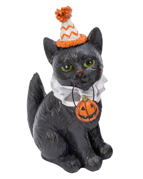 Halloween Clowns Katze mit Kürbis 15cm ★