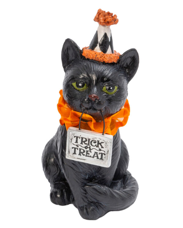 Halloween Clowns Katze mit Trick or Treat Schild 15cm ★