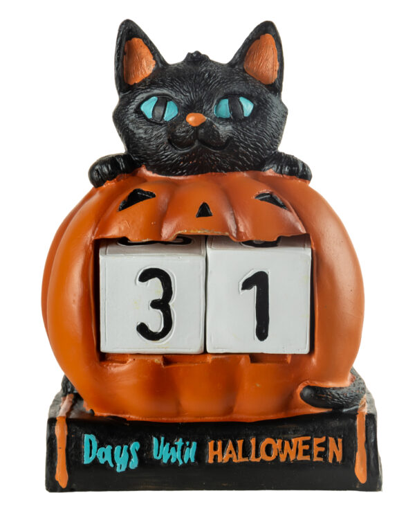 Halloween Countdown mit Kürbis & Katze 18cm bestellen