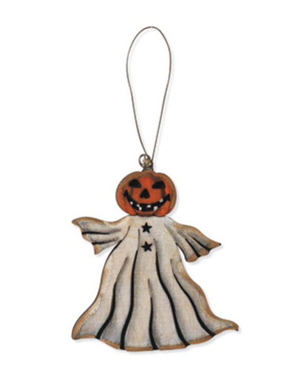 Halloween Holz Ornament Kürbisgeist 8cm  Halloween Deko