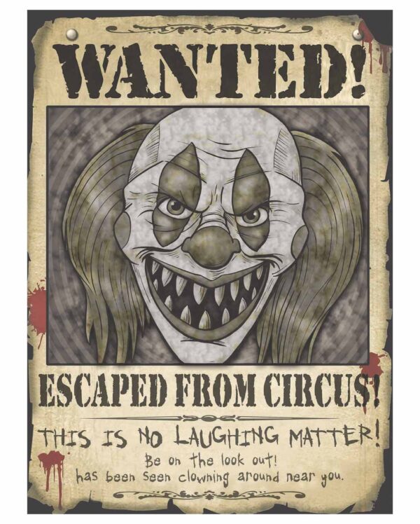 Horrorclown Wanted Poster für Halloween