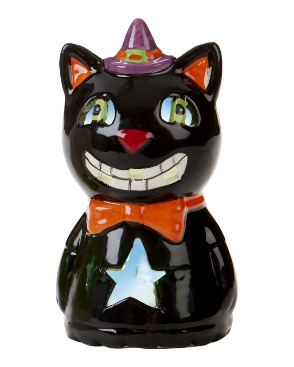 Halloween Katze LED Laterne 11cm  Halloween Deko